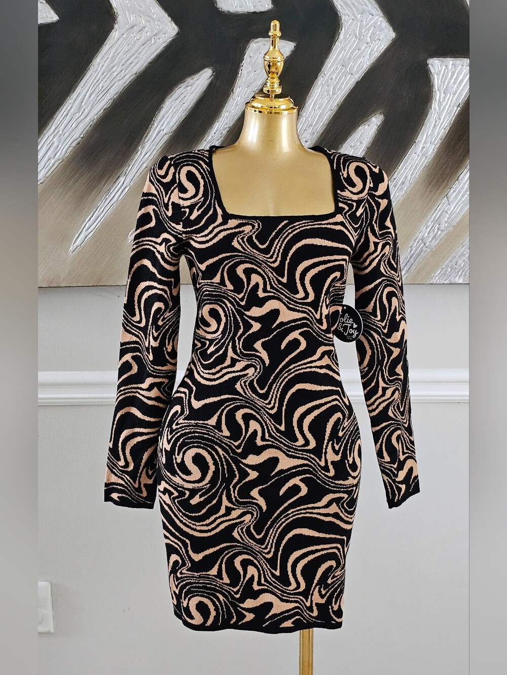 Jolie & Joy Swirl Knit Bodycon Dress Size Large